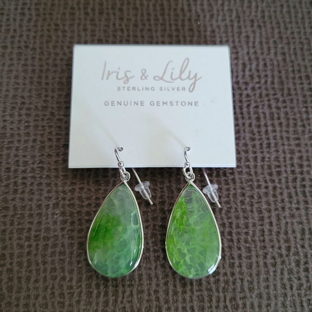Iris & Lily Moss Green💚 Agate Earrings